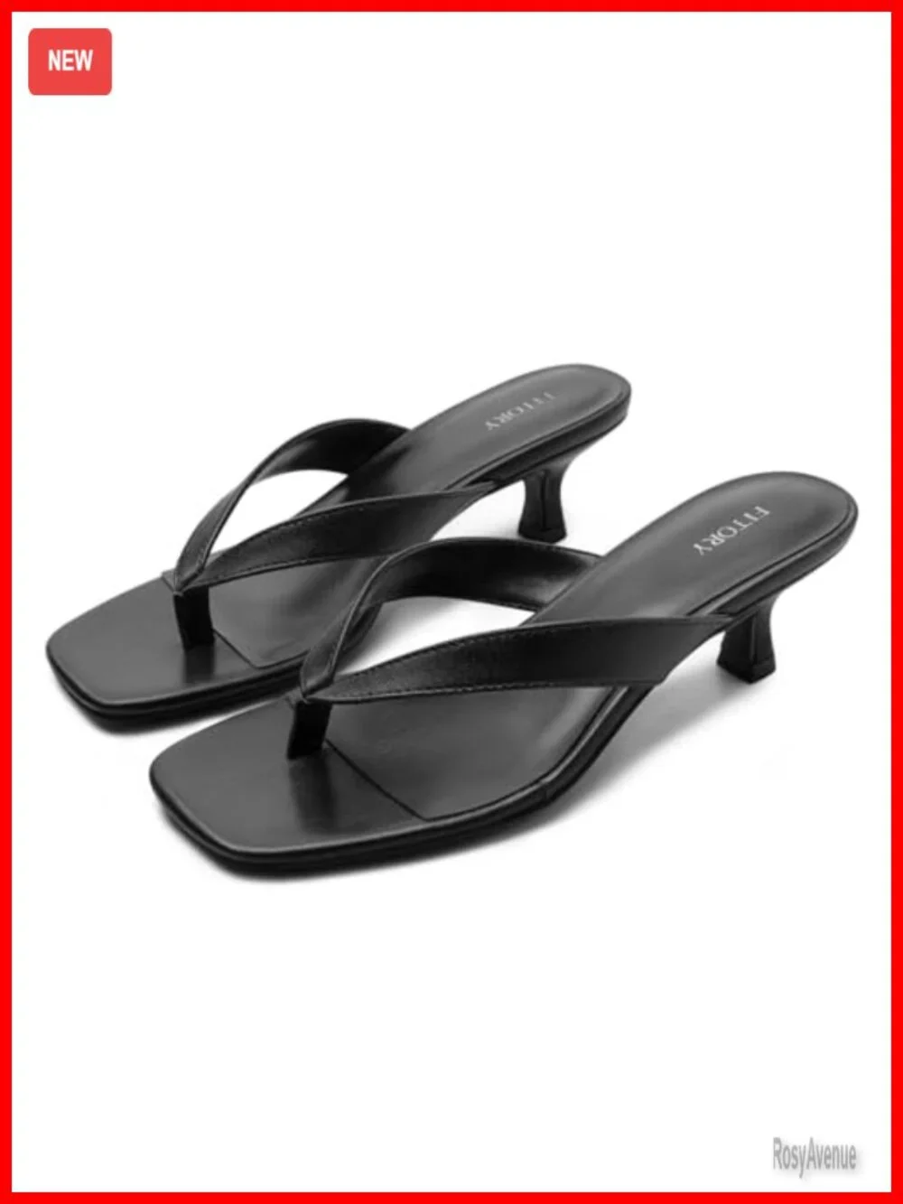 Kitten Heel Flip Flop Sandals, Square Open Toe Thong Low Heel Sandals